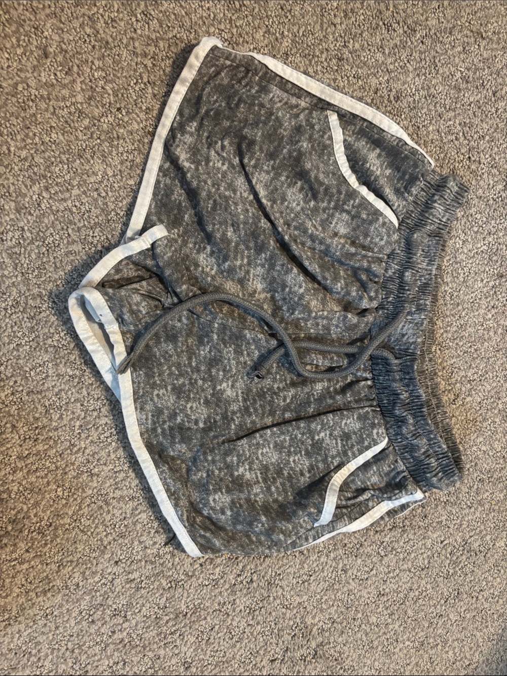 Women's Marled Gray Athletic Shorts with White Trim and Drawstring